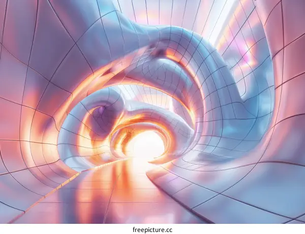 Sci-Fi Futuristic Tunnel with Light at End of Perspective