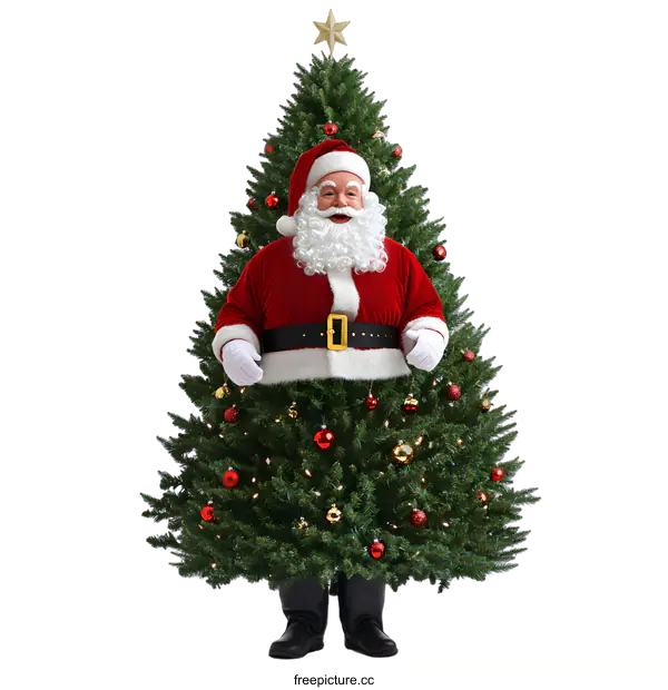 [Transparent Background PNG]Santa Claus Dressed as a Christmas Tree