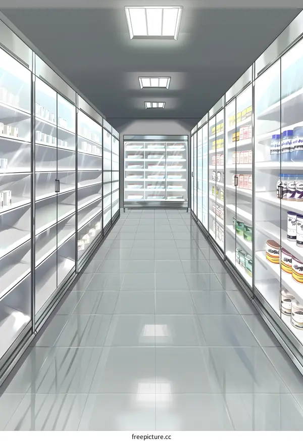 Empty Grocery Store Aisle Illustration