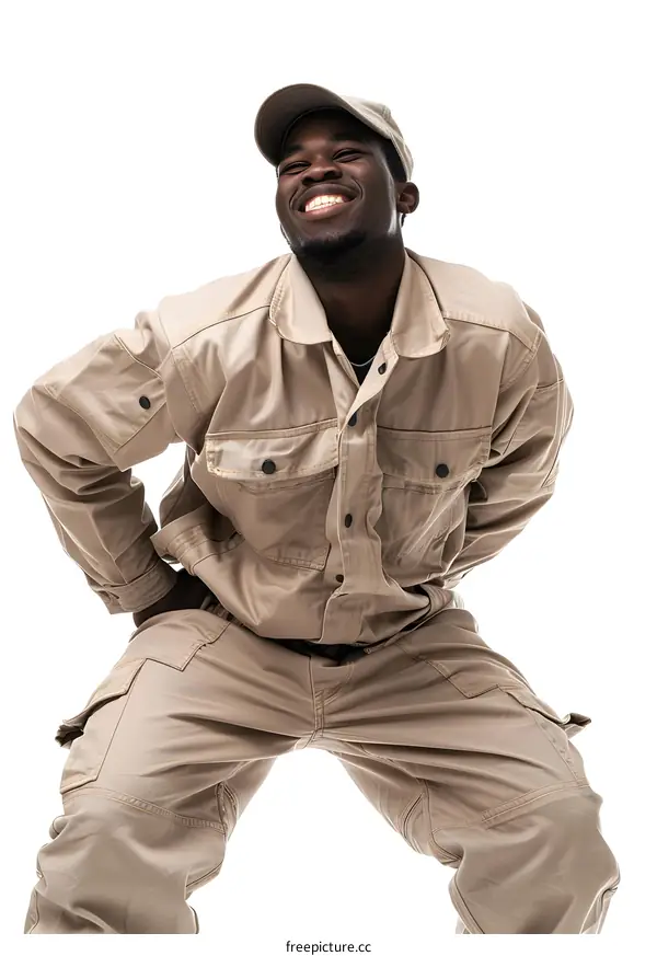African Man in Workwear Smiling