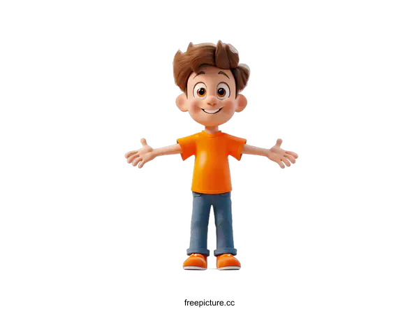 [Transparent Background PNG]3D rendering of a cute cartoon boy
