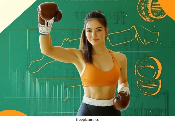 Asian Woman Boxing Victory Achievement Chart