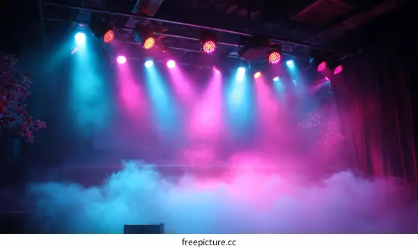 Colorful Stage Lighting with Fog