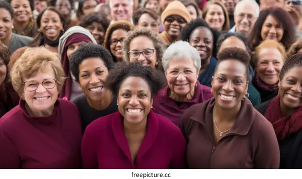 Group of diverse people smiling at the camera