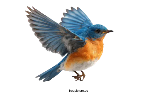 [Transparent Background PNG]Beautiful Bluebird in Flight Against White Background