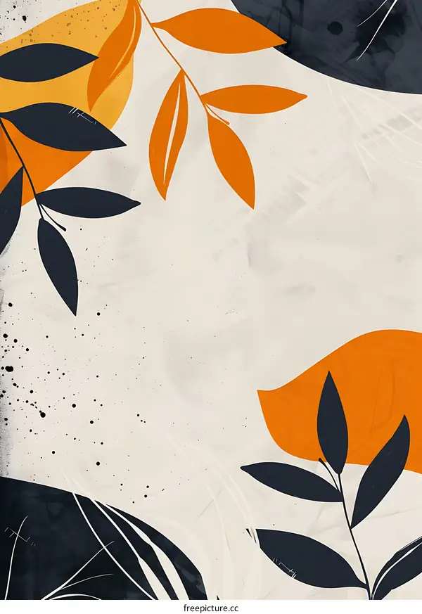 Abstract Minimalist Orange Leaves Background