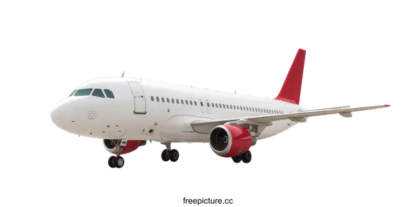 [Transparent Background PNG]White Airplane with Red Details on White Background