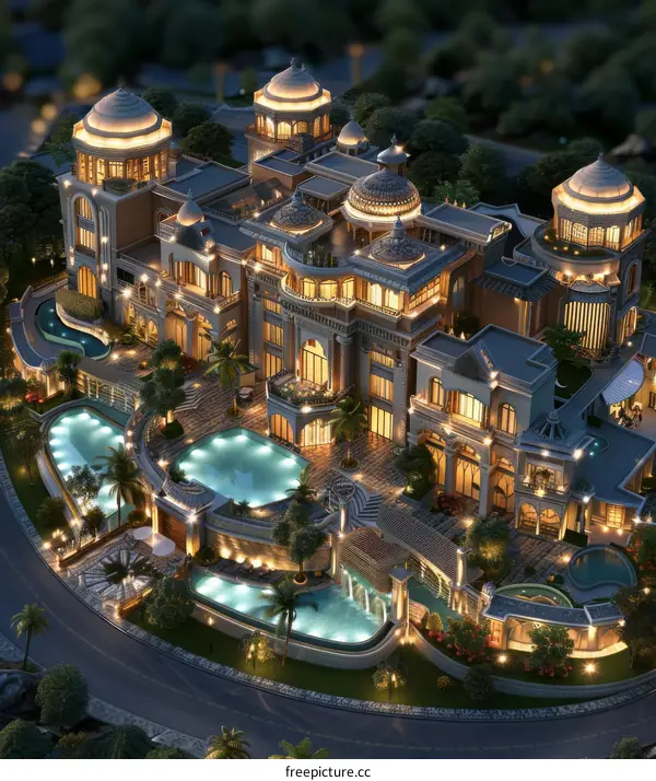 Luxury Architectural Design of a Mansion at Night