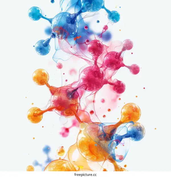 Colorful 3D illustration of a molecular structure