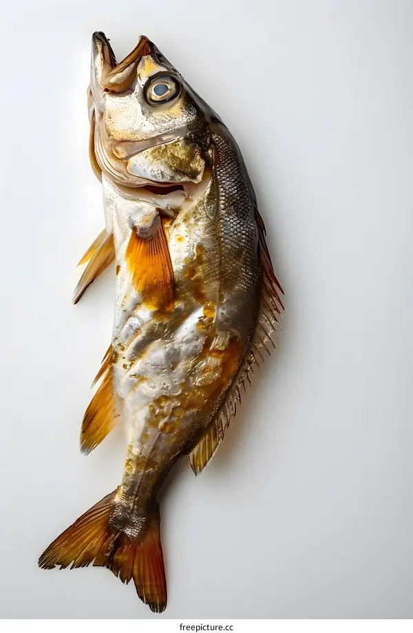 Grilled Fish on White Background
