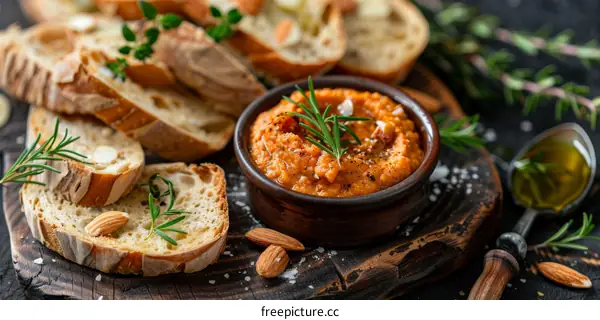 Homemade Hummus with Pita Bread and Herbs