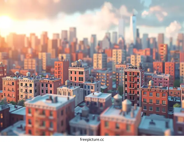 Urban Skyline Digital Art Illustration