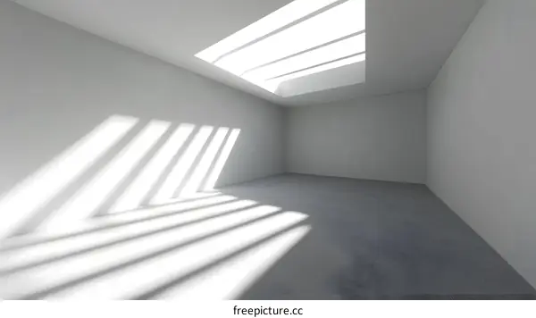 Minimalist Interior Design with Sunlight Shining Through Skylight