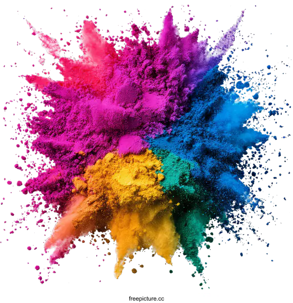 [Transparent Background PNG]Colorful Powder Explosion Abstract Art