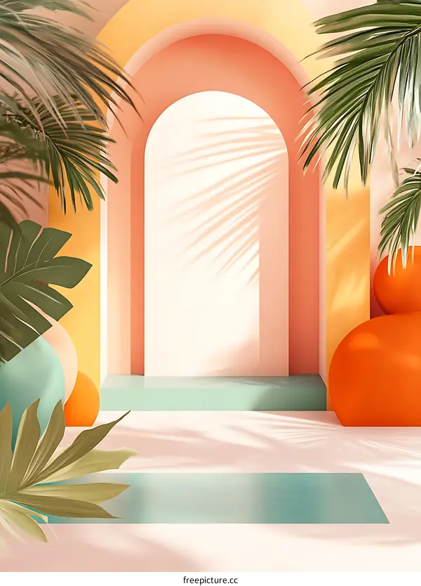 Summer Aesthetic Minimalist Archway Scene