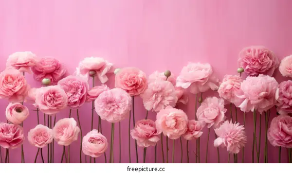 Pink flowers on a pink background