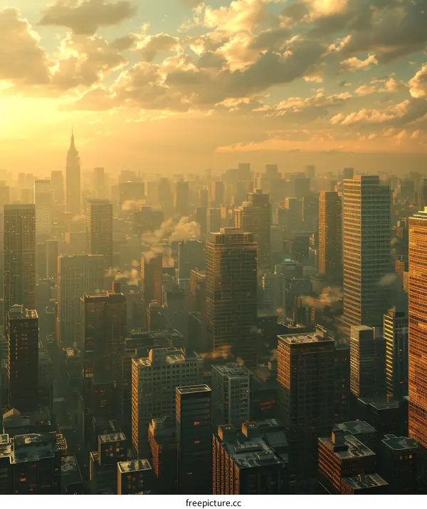 Sunrise over a Modern Metropolis Cityscape