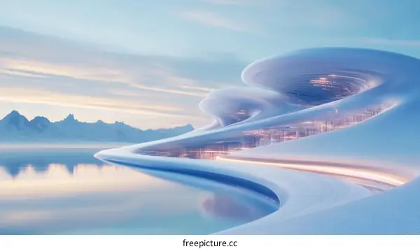 Futuristic Architecture by the Lakeside