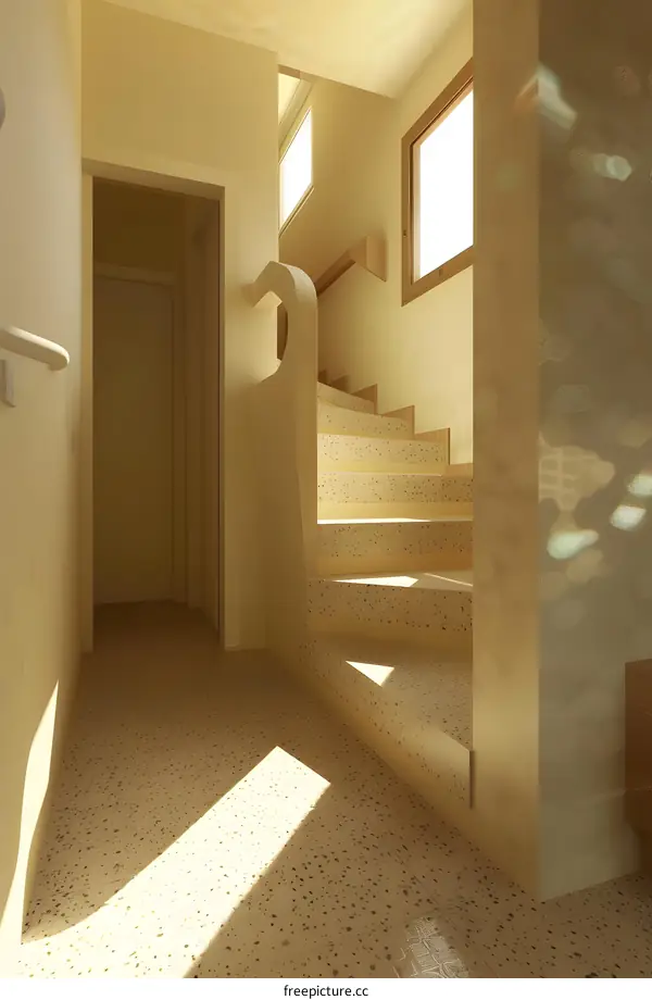 Modern Interior Design with Beige Walls and Staircase