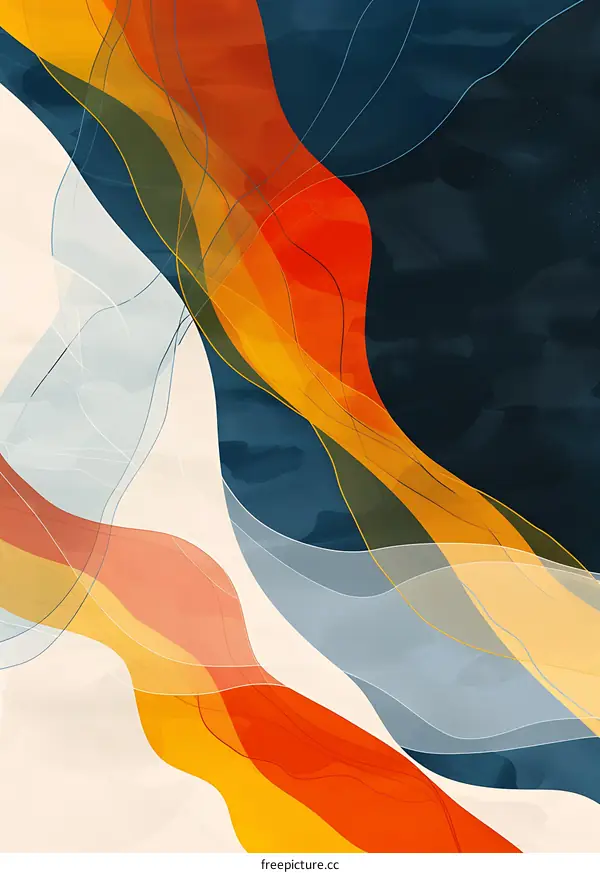 Abstract Art Background with Colorful Flowing Shapes and Lines