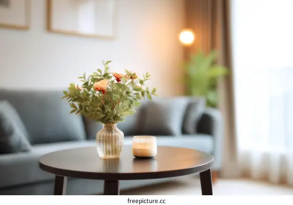 Cozy Living Room Decor with Flowers