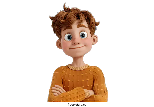 [Transparent Background PNG]3D cartoon character of a boy