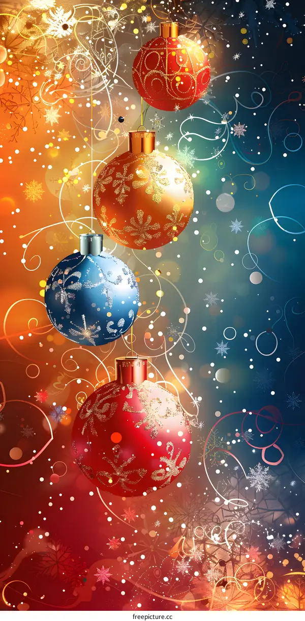Christmas background with hanging ornaments