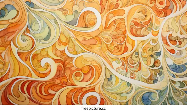 Colorful abstract painting with a flowing, organic pattern