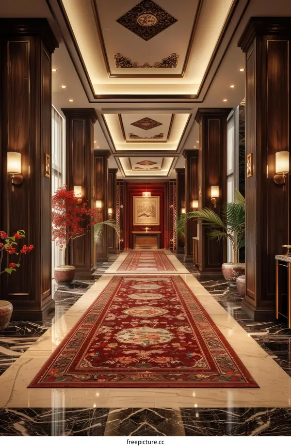 Luxurious Hotel Corridor Interior