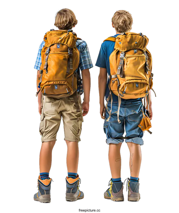 [Transparent Background PNG]Two boys with backpacks