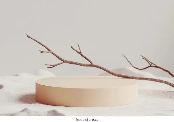 Minimalist Beige Display Podium with Branches