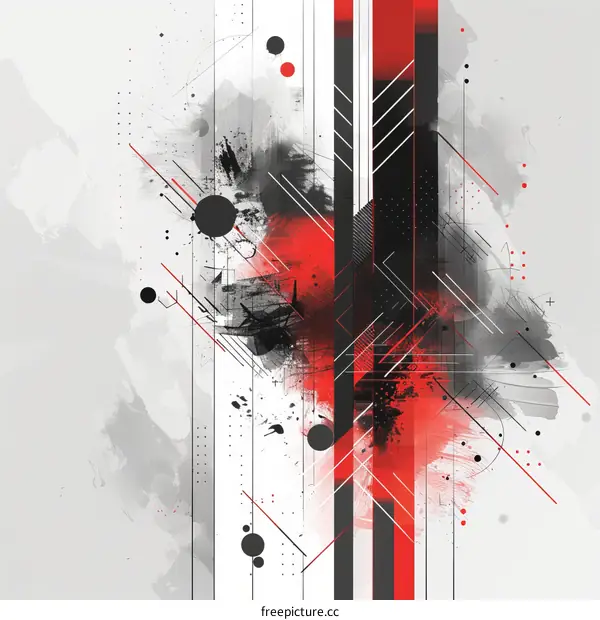 Black red and white abstract painting