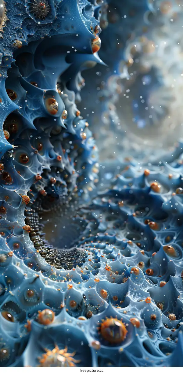 Abstract Fractal Design in Blue and Orange