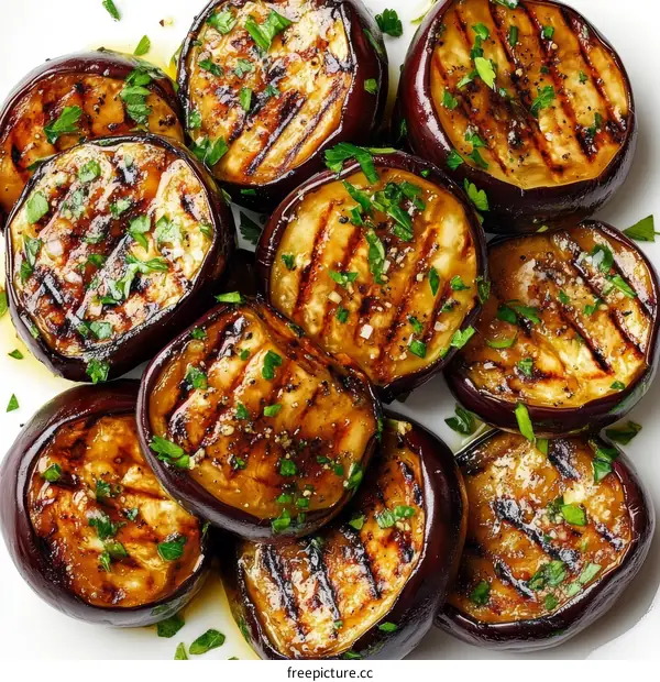Grilled Eggplant Slices Close-up
