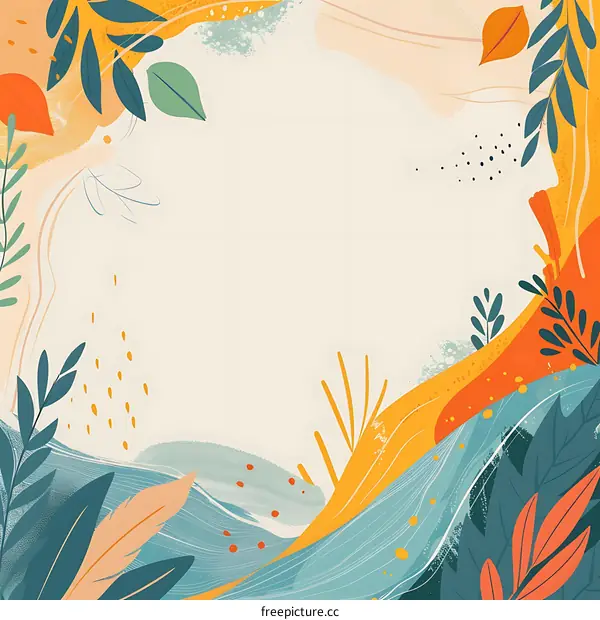 Abstract Autumn Leaves Border Illustration