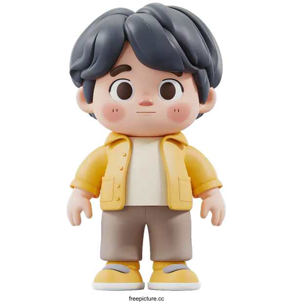 [Transparent Background PNG]3D rendering of a cute boy