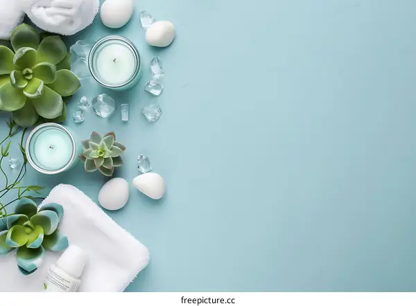 Spa Background With Green Plants And White Stones