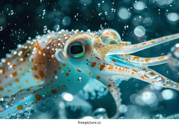 A beautiful close up of a bio luminescent squid