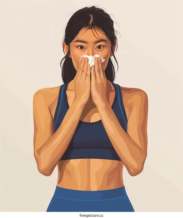 Illustration of a woman with a runny nose