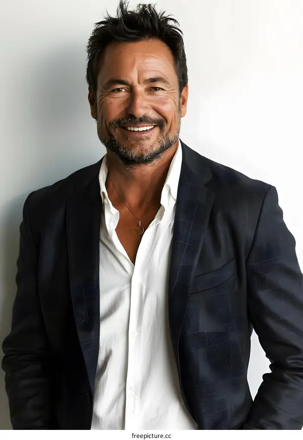 Portrait of a Middle Aged Hispanic Man in a Suit