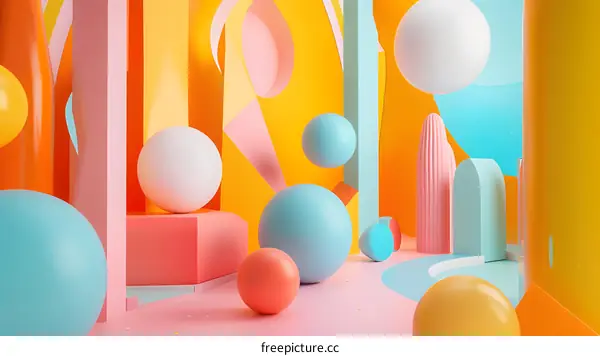 Abstract Geometric Shapes with Vivid Colors