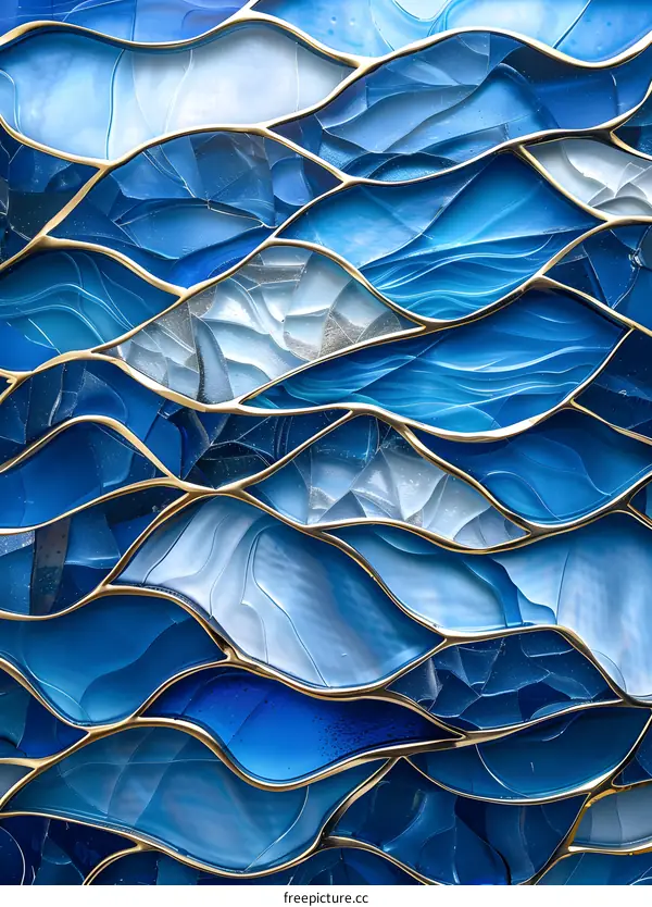 Abstract Blue And Gold Waves Background