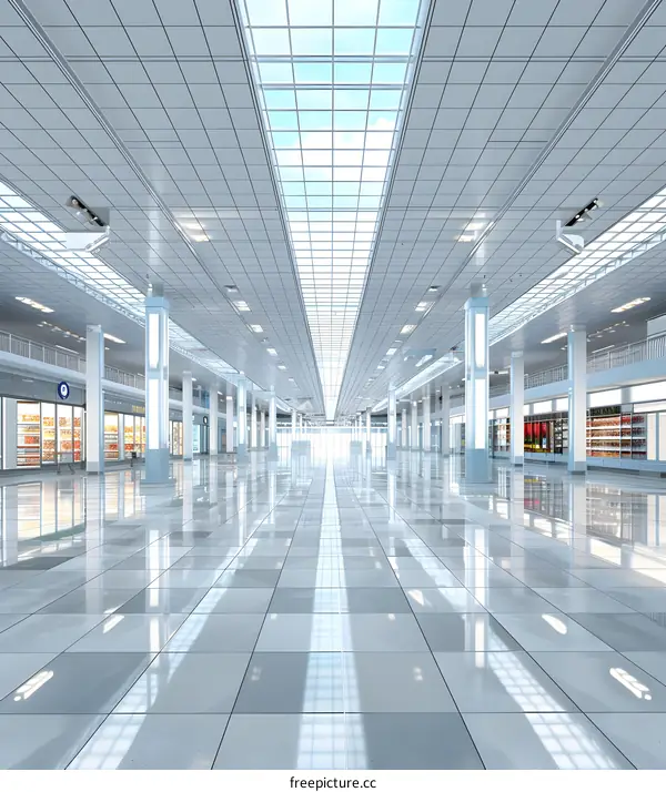 Modern Architecture Hallway Design with Glass Ceiling