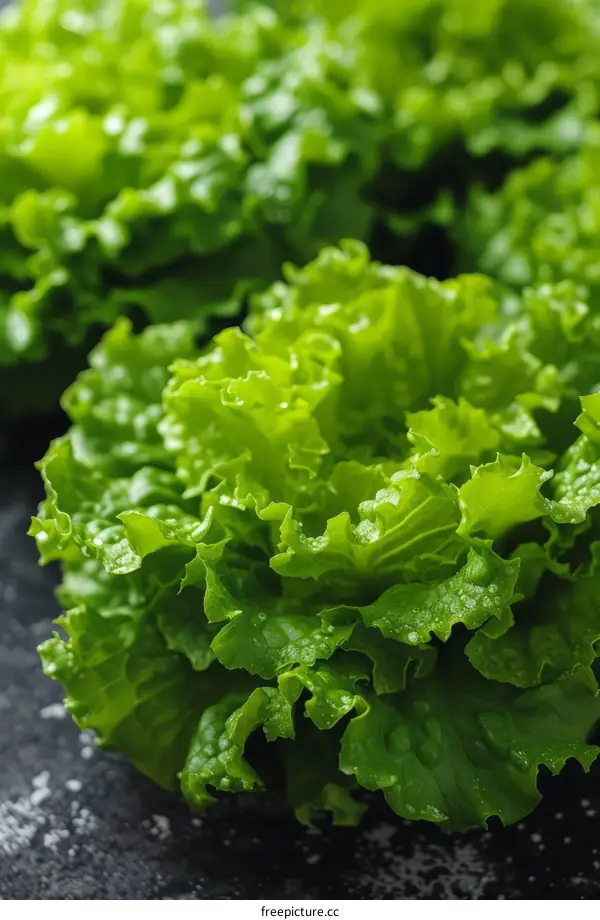 Fresh green lettuce leaves close up