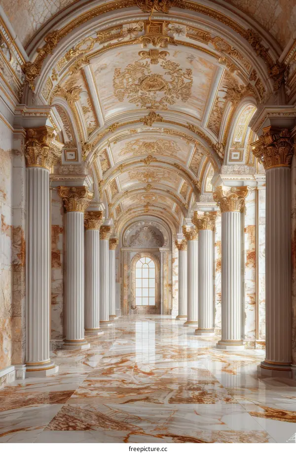 Majestic Gold-Accented Hallway of an Ancient Palace