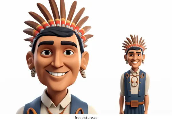 3D illustration of a Native American man