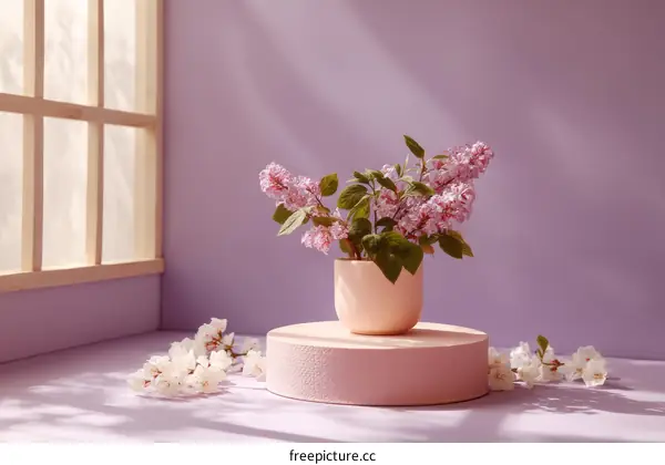 Lilac Bouquet Arrangement in Pastel Background