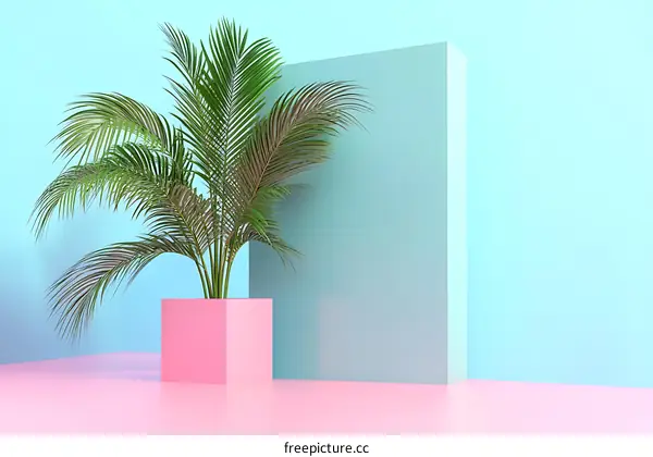 Palm Tree Minimalist  Geometric Background Illustration