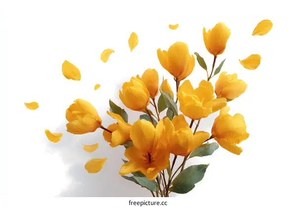 Yellow Flower Bouquet with Falling Petals