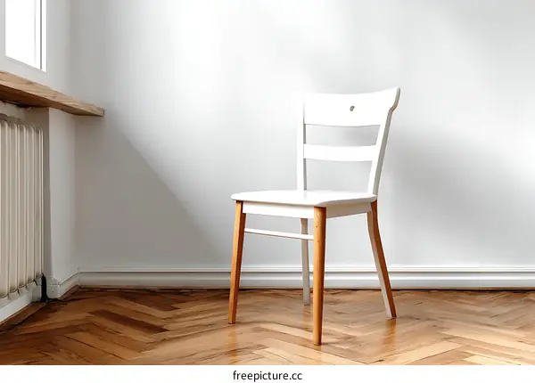 Modern Minimalist White Chair in a Bright Room